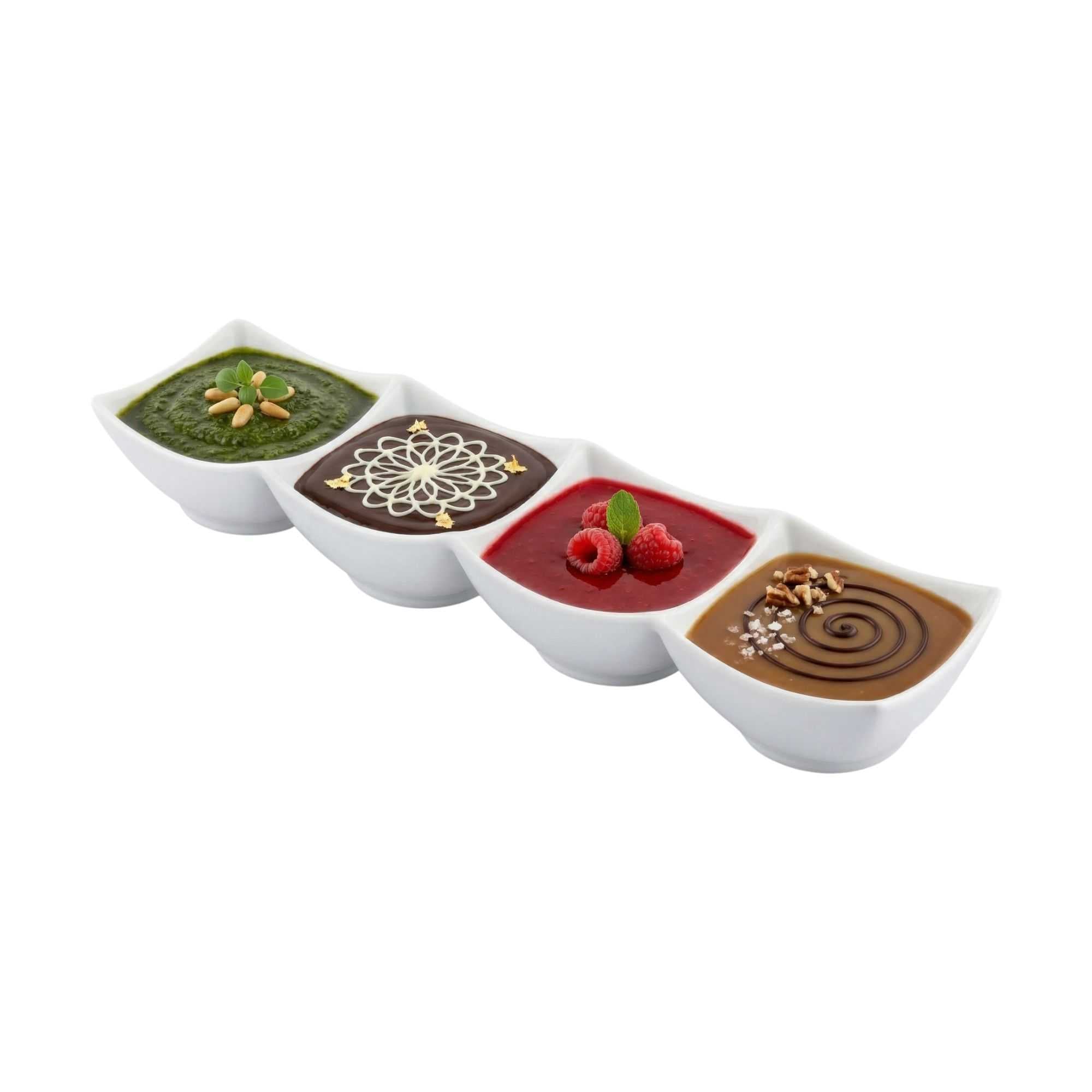 Chef 101 24 oz Square White Porcelain Cocktail Bowl Set - 14 3/4" x 3 3/4" x 2 1/4" - 1 count box